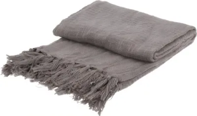 Obrázek produktu pro Přehoz na postel s třásněmi, 130 x 170 cm, šedá