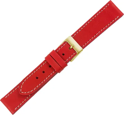 Produktbild von Minott > Uhrenarmband Kalbsleder rot >  Europa < helle Naht, Stegbreite:20mm, Schließe:Silbern