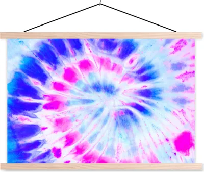 Produktbild von MuchoWow® Textilposter Sommer - Krawattenfärbung - Blau 150x100 cm mit holzfarbenen Rahmen - Posters