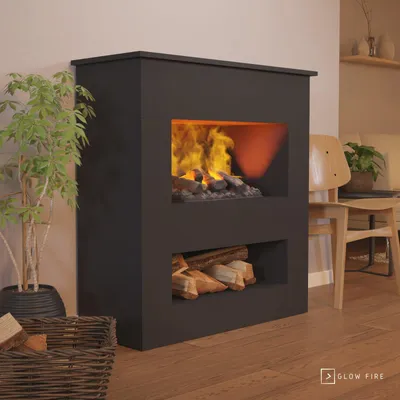 Produktbild von GLOW FIRE Elektrokamin 'Brecht' | Wasserdampf Kamin mit OMC 500 inkl. Holz in schwarz | HxBxT: 110x100x50 cm