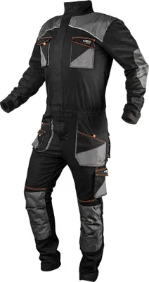 A black and gray work overall is displayed against a white background.