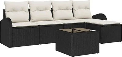 Immagine prodotto di Set divano da giardino vidaXL in polyrattan nero