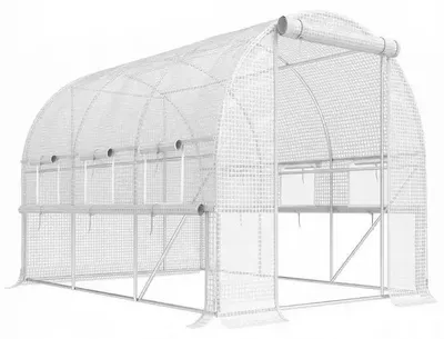 Image de Serre de jardin - Tunnel en film plastique de 3x2x2 mètres - Structure en acier - Film en polyéthylène (PE) - Portes à fermeture éclair - Fenêtres en filet - Couleur vert armée