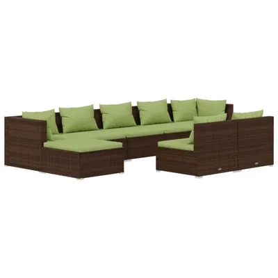 Obrázok produktu pre vidaXL 9-dielna záhradná súprava s vankúšmi Brown Poly Rattan