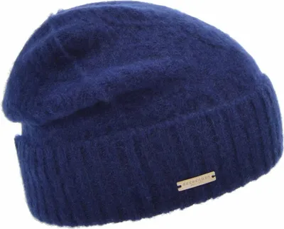 Seeberger Strickmütze aus Kaschmir & Seide in Kabel Struktur in blau