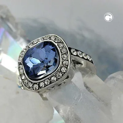 Produktbild von Gr. 52 - Ring, Glasstein blau, geschliffen