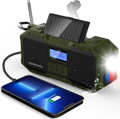 Obrázek produktu pro Přenosné rádio DAB-FM s Bluetooth, vodotěsné, černé, plastové