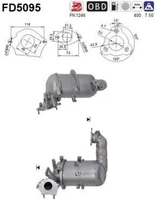 Produktbild von AS FD5095 Dieselpartikelfilter Rußpartikelfilter DPF für NISSAN Qashqai / Qashqai +2 I (J10, NJ10) Euro 5 Abgasanlage Diesel