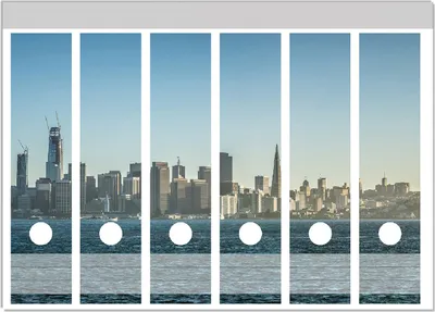 Produktbild von Wallario Ordnerrücken Sticker, selbstklebend für breite Ordner, 6 Stück, Motiv Skyline von San Francisco