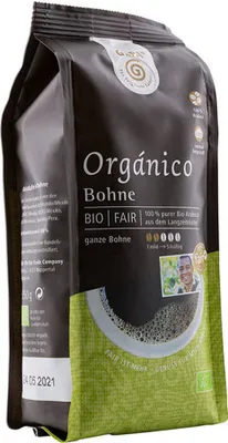A bag of Gepa Cafe Organico coffee beans.
