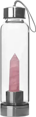 Produktbild von Kristallglas-Wasserflasche, Wasserflasche mit abnehmbarem Edelstein-Center-Oberteil Einfacher Tragegurt fue r das Reisebue ro unterwegs 550ml