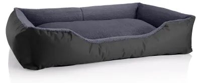 Produktbild von BedDog Hundebett TEDDY Hundesofa waschbares Hundebett mit Rand Hundekissen,THE-ROCK (schwarz/grau),(XXL) ca. 120x85x23cm