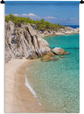 Produktbild von MuchoWow® Wandteppich Wandbehang Meer - Strand - Sommer 90x135 cm Tapisserie Dekoration Wandtuch - Baumwolle - Wandskulptur