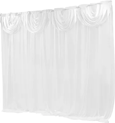 Produktbild von Hochzeits-Hintergrundvorhänge, 3x3 m Seidenstoff, weiß, für Partys, Bühne, Theater & Fotostudios