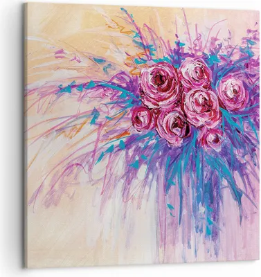 Produktbild von Bild auf Leinwand - Leinwandbild - Einteilig - Blumenstrauß Blumen Rosen - 50x50cm - Wand Bild - Wanddeko - Wandbilder - Leinwanddruck - Bilder - Wanddekoration - Leinwand bilder - AC50x50-4465