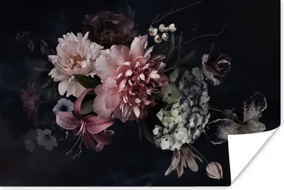 Produktbild von MuchoWow® Poster Blumen - Vintage - Pastell - Rosa - Weiß 60x40 cm - Schlafzimmerdekoration