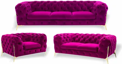Produktbild von Luxus Möbel Sofa Garnitur Couch Sofa Polster 3 2 1 Sitzer Chesterfield Holz 3tlg