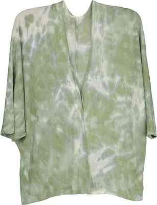 Produktbild von styleBREAKER Damen Feinstrick Cardigan Weste mit Batik Muster, 3/4 Ärmel, vorne offen, Strand, Festival, Kimono 08010080