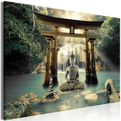 Obrázek produktu pro Netkané plátno obraz - Úsměv Buddhy (1 díl) šířka 120x80 cm Orient p-A-0033-b-b