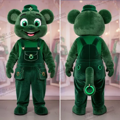 Image de Mascotte MASTICOT Danseuse Irlandaise Verte Émeraude Souriante