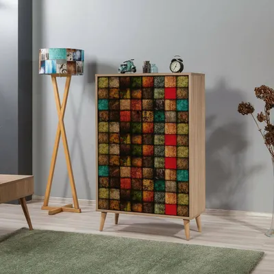 Image de Andalusite - Buffet, 80x36x127h cm Chêne Marron, 3 Étagères