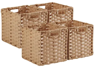 Image de Bacs de rangement, panier de rangement de 28 x 28 x 28 cm en polypropylène et bandes métalliques pour garde-manger, placard de cuisine, armoire à jouets, étanche, non