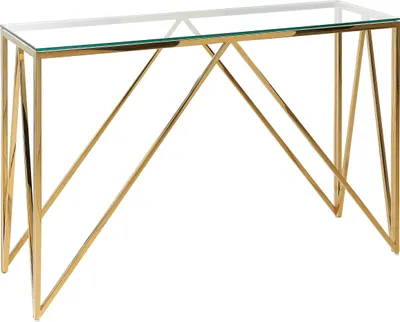 Zdjęcie produktu dla BELIANI Konsola złota szkło hartowane stal nierdzewna 120 x 40 cm prostokątny stolik styl nowoczesny glamour salon sypialnia korytarz