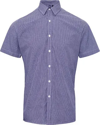 Immagine prodotto di Camicia da uomo in cotone a maniche corte con motivo microcheck (percalle)