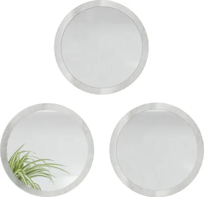 Produktbild von Vladon Spiegel Globe 50 cm 3er-Set,  Germany, 3 dekorative runde Wandspiegel für Flur und Wohnzimmer mit MDF-Rahmen in Beton Oxid Optik