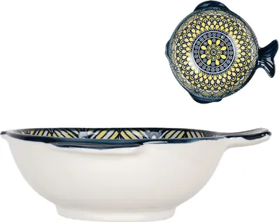 Obrázek produktu pro Clayre & Eef 6CEBO0075 Keramická miska Bílá Modrá Žlutá 15x14x5 cm 200 ml
