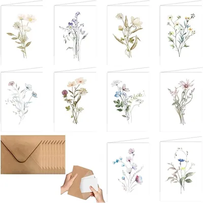 Produktbild von 10Stück Danke Karte Glückwunschkarte mit Kraftpapier Briefumschläge 10*15cm