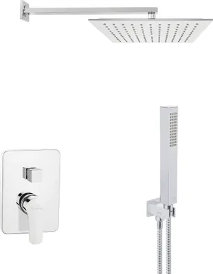 Produktbild von BADLAND Komplettes Duschsystem VERSO Unterputz Armatur Wasserhahn mit Kopfbrause in Silber