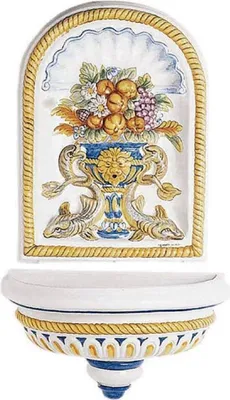 Image de Fontaine murale Casa Padrino, style Art nouveau, luxueuse, blanche/multicolore, dimensions : 105 x 50 x 130 cm (largeur x profondeur x hauteur)