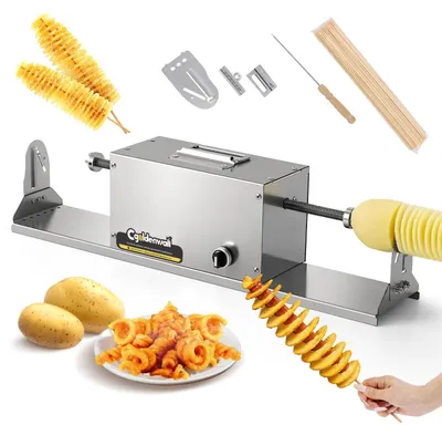 Elektrischer Spiralschneider, Edelstahl, 3-in-1, für Kartoffeln, gewerblich