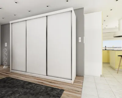 Produktbild von KIER FURNITURE Kleiderschrank mit Schiebetüren TOP, Schlafzimmer Schrank, Garderobeschrank, Flurschrank Weiß 250x200x62cm