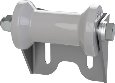 Produktbild von Polyurethan Kielrolle mit Halter U Sliprolle Bootstrailer Sliphilfe Spulenform verzinkt SUPROD, 125 mm, grau