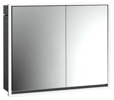 Image de emco loft Armoire de toilette avec éclairage, 800mm, 2 portes, modèle à encastrer, noir/miroir, 979813311