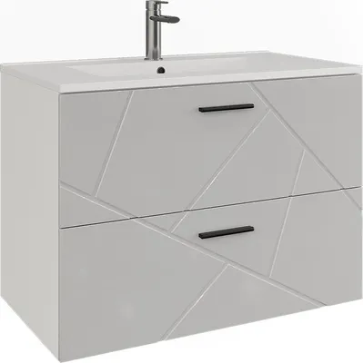 Produktbild von Waschbeckenunterschrank Vicco Irma Weiß/Weiß Hochglanz 2 Teile, Model 56323