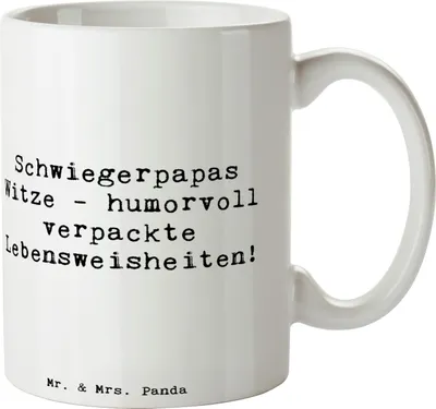 Produktbild von Mr. & Mrs. Panda Tasse mit Spruch Spruch Schwiegerpapa Witze - Weiß - Geschenk, haferl, Lebensweisheiten, Familie, Verwandte, Schwiegervater, Kaffeebecher, schöne, Humor