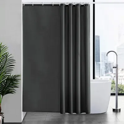 Produktbild von Duschvorhang Dunkelgrau Textil 180x210 Anti-schimmel Wasserdicht mit 12 Ringe