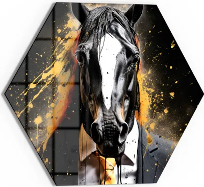 Produktbild von DEQOART Glasbild Echtglas 40x35 cm 'Wilder Anzugträger' Wandbild Bild modern Deko
