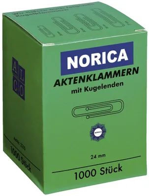 Image de NORICA 2210 Büroklammern mit Kugelenden - 24 mm glatt, verzinkt, 1.000 Stück