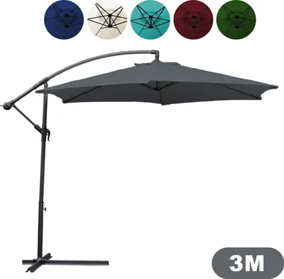 Image de SWANEW Parasol Parapluie 300cm - Parapluie, protection solaire, parasol de jardin - Gris