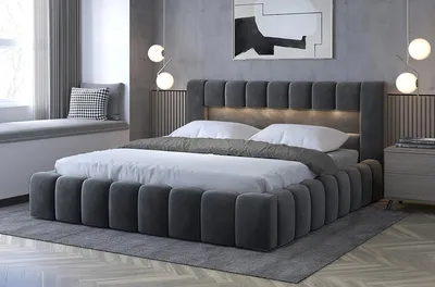 Obrázek produktu pro Manželská čalouněná postel 180x200 VEMIO 1 - grafitová