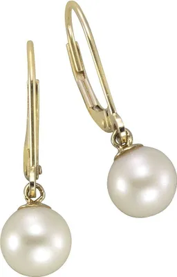 Produktbild von V Ohrhänger 585/- Gold 2,3cm gelb Perle weiß 360330071-1