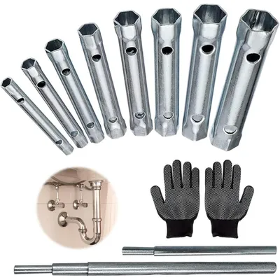 Productafbeelding van Set van 10 buigbare sleutels met handschoenen, geschikt voor installatie- en reparatiewerkzaamheden