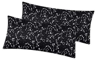Produktbild von Baumwoll Renforcé Kissenbezug - 2er Set in 40x80cm - Sternenhimmel Sternzeichen in Schwarz und Weiß - Kopfkissen-Bezug, Kissenhülle, Dekokissenbezug aus 100% Baumwolle (KY-540/1-40x80)