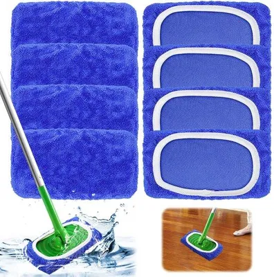 Produktbild von Ibenzoa® Set mit 8 wiederverwendbaren Mikrofaser-Bodenwischtüchern, 100% Korallenfleece, 25,4 x 11,5 cm, waschbar bis 100×, nass & trocken für Hartholz, Fliesen, Parkett