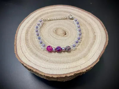 Immagine prodotto di Bracciale di perline - Fiori viola