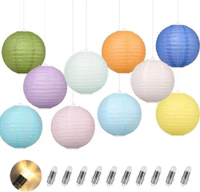 Immagine prodotto di Set di lanterne, 10 pezzi, colorate, 20 cm